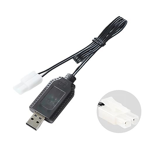 Aliwisdom USB Cable Cargador Universal con Conector de Enchufe Tamiya/KET-2P Plug para (4-8S) 4,8V 6V 7,2V 8,4V 9,6V Batería Nimh/Nicd, Compatible Coche RC, Barco RC, Avión RC, Drone RC (7,2V)