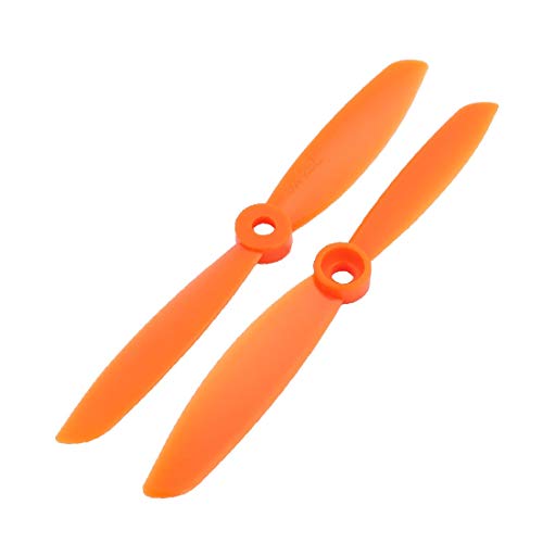 X-DREE 1 par naranja plástico RC avión prop hélice paleta 5045 + anillo adaptador del eje(1 Pair Orange Plastic RC Airplane Prop Propeller Paddle 5045 + Shaft Adapter Ring