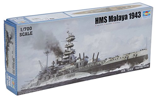 Trompetista Modelo del Buque de Guerra HMS Malaya en 1943 (1: 700)