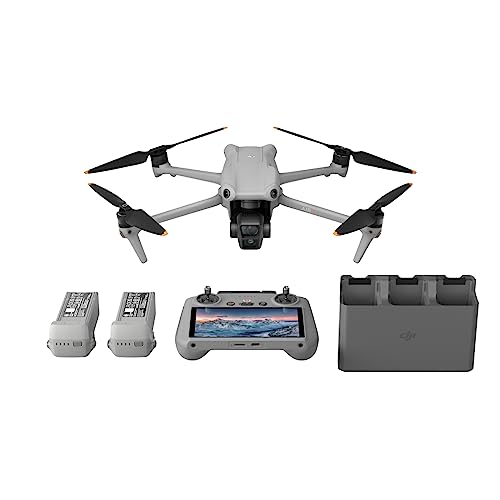 DJI Pack Air 3 Vuela Más con DJI RC 2 (control remoto con pantalla), dron con doble cámara 4K HDR con gran angular y teleobjetivo medio, 46 min de tiempo máx. de vuelo, O4, dos baterías adicionales