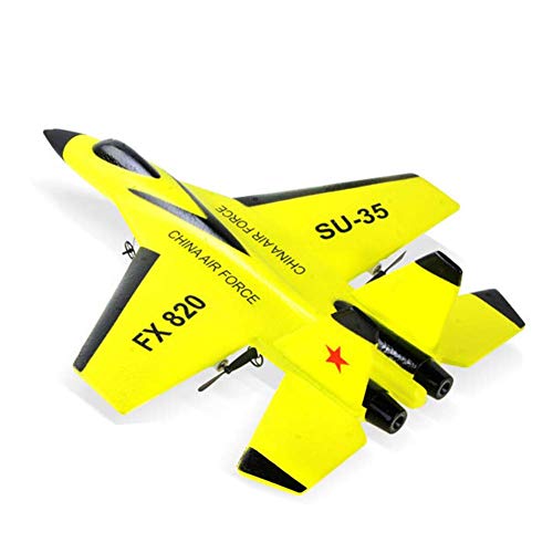 TXYFYP Mini Dron RC Fight ala Fija RC Avión FX-820 2.4G Control Remoto Avión Modelo RC Dron Helicóptero Cuadricóptero Jet Luchador para Niños y Principiantes - Amarillo, 1pc