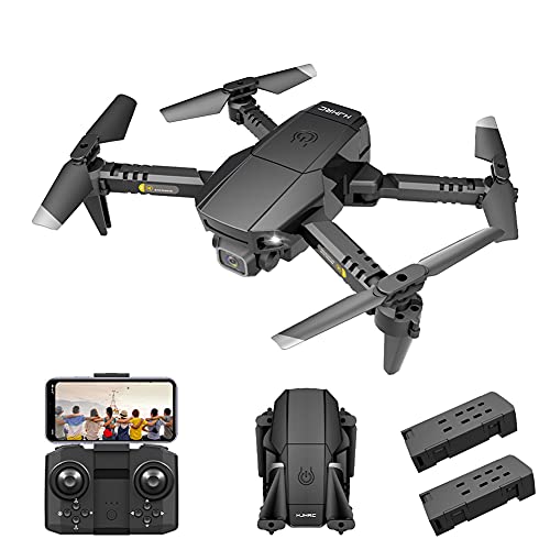 OBEST Mini Drone Plegable con Cámara 4K HD, Dual Cámara Posicionamiento de Flujo óptico Altitude Hold Vuelo de Trayectoria Una Tecla de Regreso/Despegue 3D Flip 2 Baterías Modo sin Cabeza, Negro