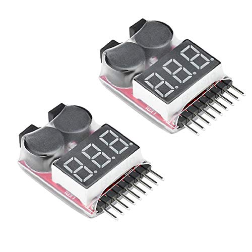ARCELI RC 1-8s Lipo Battery Tester Monitor de bajo Voltaje Timbre Alarma Comprobador de Voltaje con indicador LED para Lipo Life LiMn Li-Ion Battery (2PCS)