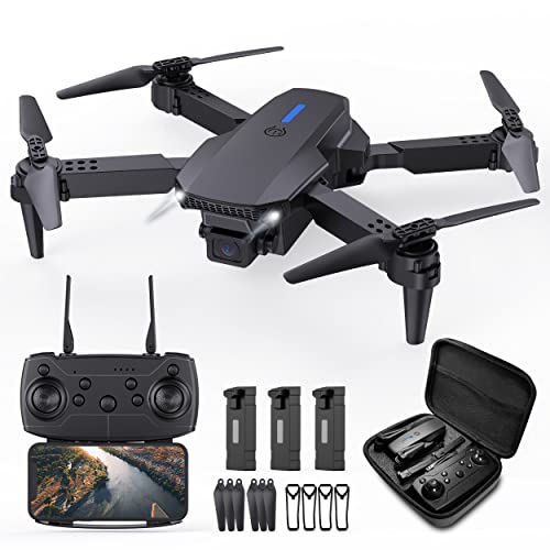 Hilldow D11-PRO Mini Drone con Camara 1080P HD, App WiFi FPV Plegable Drone Quadcopter con 3 Baterías, Modo Sin Cabeza, Un Botón de Despegue y Aterrizaje, Drone RC para Adultos/Niños Gris Negro