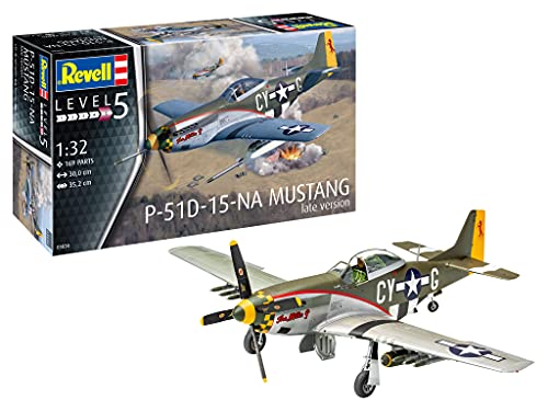 Revell 03838 P-51 D Mustang (versión tardía) Kit de Modelo Escala 1:32, Color sin barnizar
