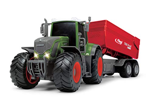 Tractor Fendt Vario- Remolque Sube y Baja manualmente- luz y Sonido- 41cm (Dickie 3737002)