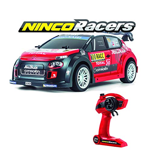 Ninco - NincoRacers Citroën C3 WRC Oficial del Campeonato Mundial de Rallyes. Escala 1/10. Coche teledirigido. 2.4GHz Color: Rojo y Negro. Medidas: 42 cm x 13,5 cm x 20 cm (NH93150)