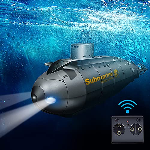 JIESEN RC Mini submarino teledirigido, barco RC con mando a distancia inalámbrico 6 canales en forma de cohete de alta velocidad 2.4GHz juguete para adultos niños a partir de 5