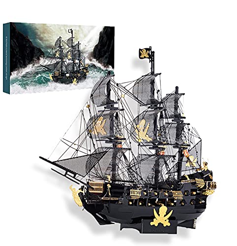 FXQIN Rompecabezas De Metal 3D Caribe Negro Perla del Barco Pirata Corte de Metal del 3D Puzzles para Adultos y Niños Maqueta de Barco Kit De Construcción De Metal Modelo para Montar