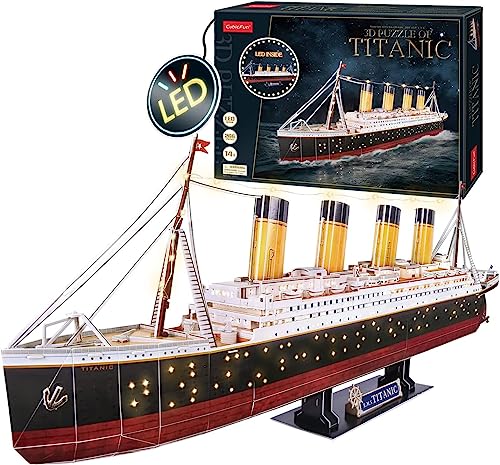 Puzzle 3D - Maqueta Barco Titanic | Maqueta Titanic para Montar | Maqueta Titanic LED | Maqueta Barco Puzzles para Adultos Y Puzzle 3D Niños | 266 Piezas