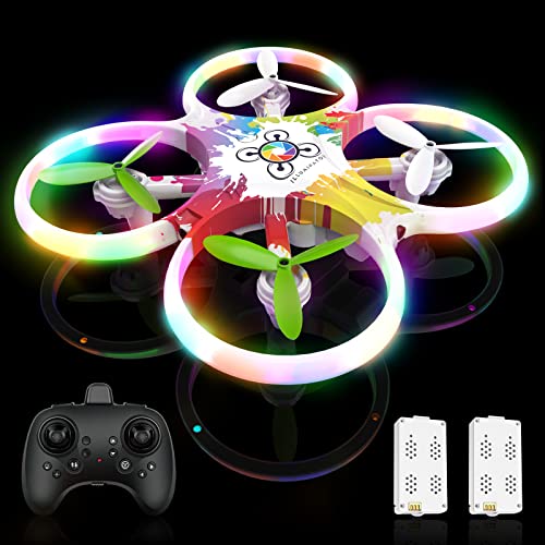 tech rc Drone para Niños, Sensor de Gravedad, Drone con Luces de Colores，Función de Despegue/Aterrizaje con Un Botón, Modo sin Cabeza,3D Flip, Buen Regalo para Navidad y Reyes