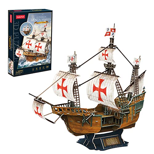 Maqueta Barco Santa María 1492 | Puzzle 3D Buque Armada Española | Puzzles 3D Barcos | Maquetas para Construir Adultos Y Niños | 130 Piezas | 170 Min De Montaje